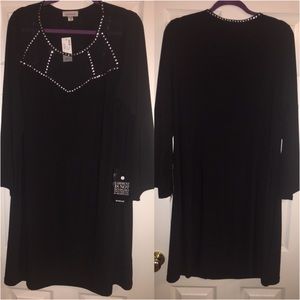 Women’s Plus Size Black Mesh Pattern Dress